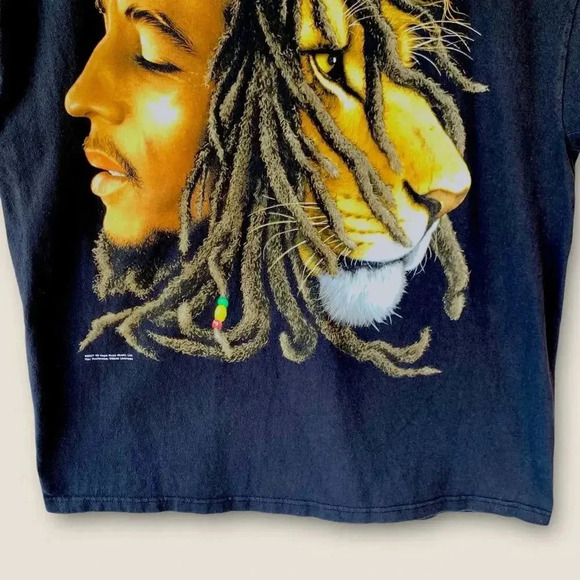 Bob Marley 2007 Lion Head Zion Rootswear Short Sleeve Tee Shirt Size 1X Black - Picture 4 of 12